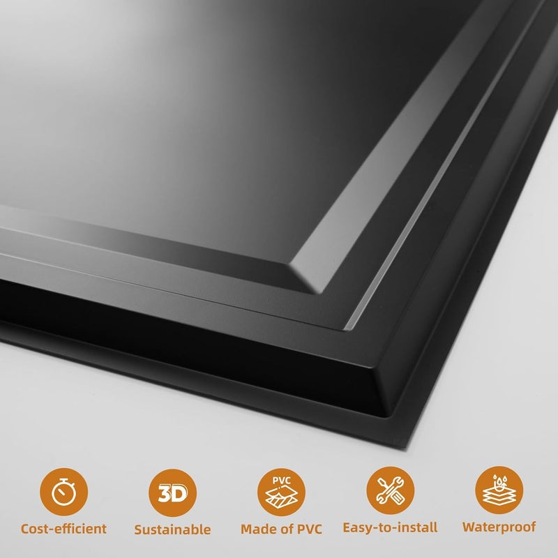 WOWSTAR 12-Pack 24"x24" Drop Ceiling Tiles, Waterproof Glue up Ceiling Panels, Black - Image 5